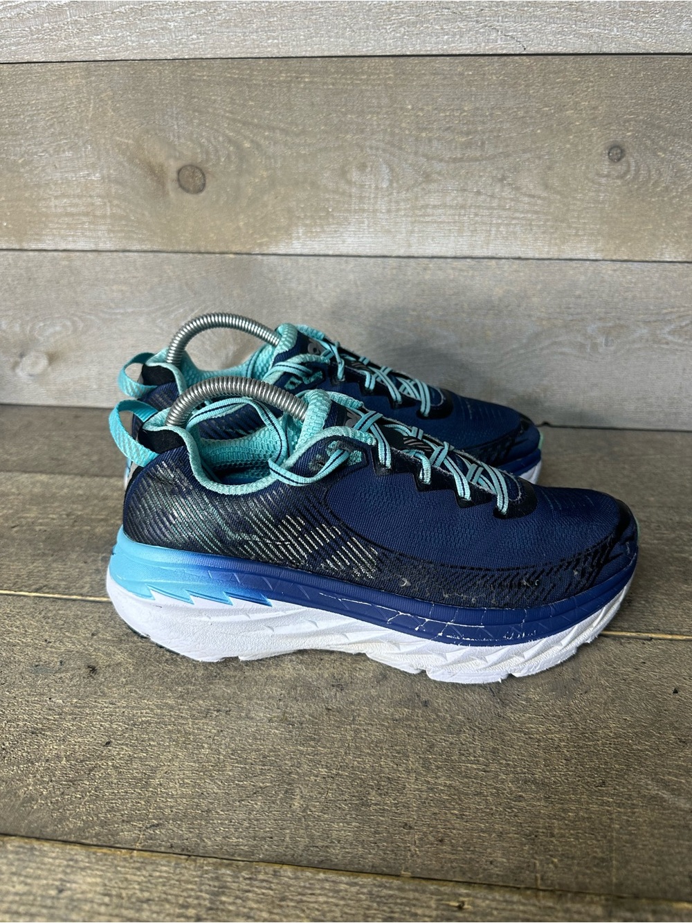 Hoka One One Bondi 5 Wide Shoes Womens Size 8 D Wide Blue Blue 1016605 MBBRD